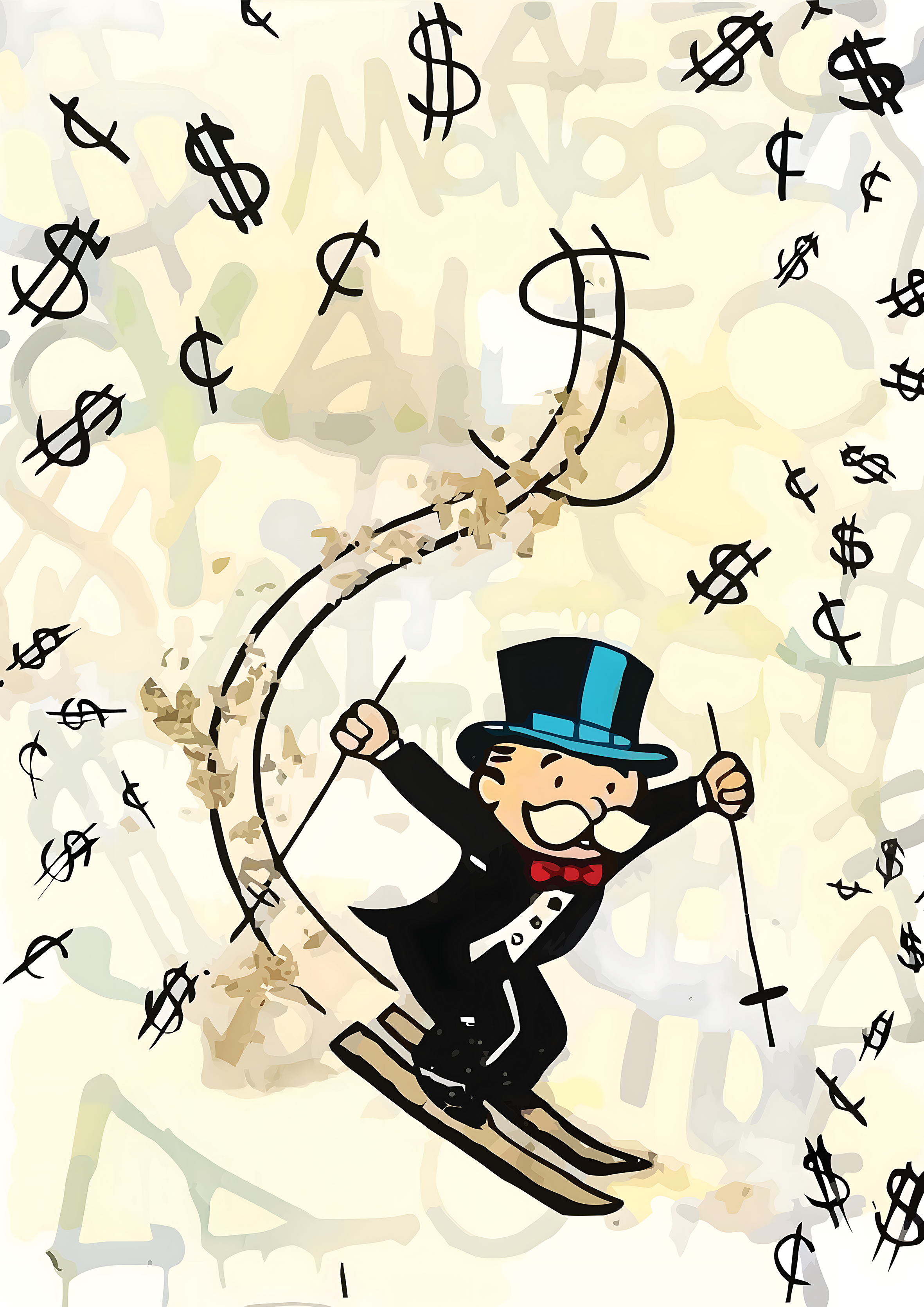 Alec Monopoly Ski Dollar metal poster artwork